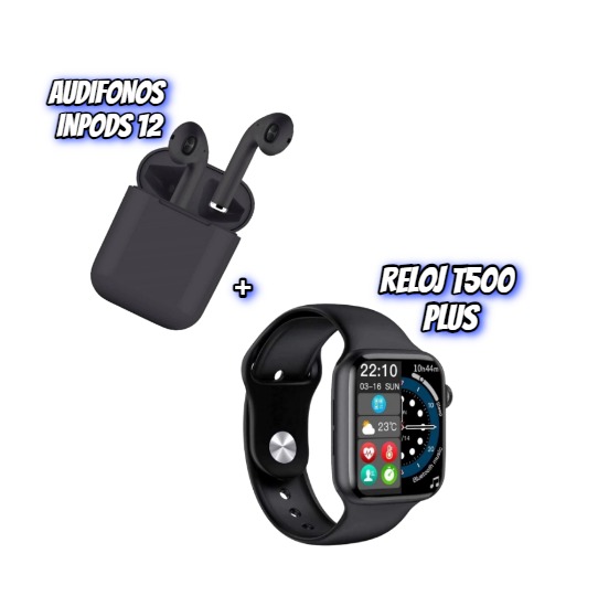 Reloj Inteligente T500 Plus Con 2 Pulsos+Audifonos Bluetooth Inpods 12